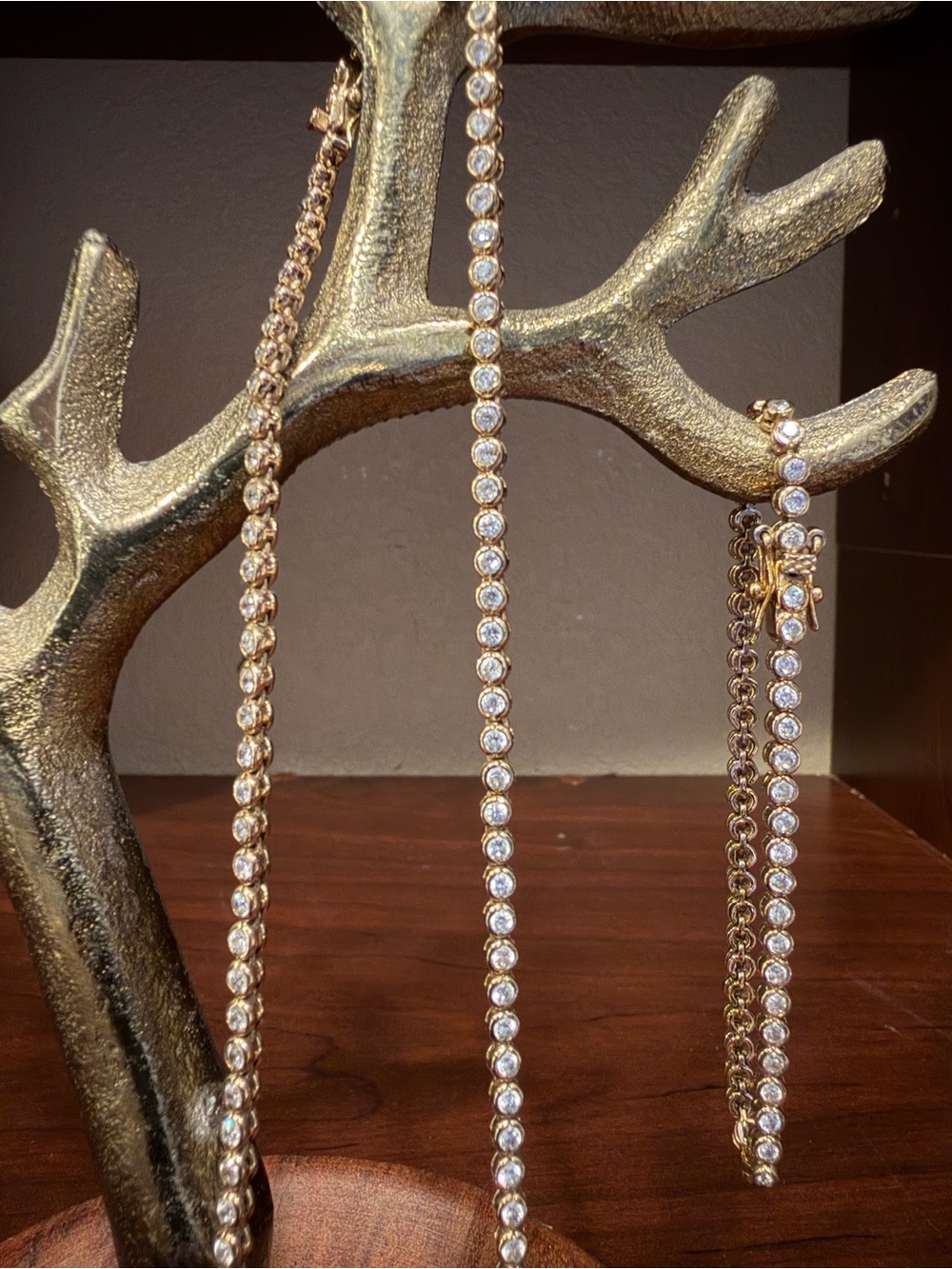 Gold plated, 925 Silver and Crystal Tennis Necklace and Bracelet Set.